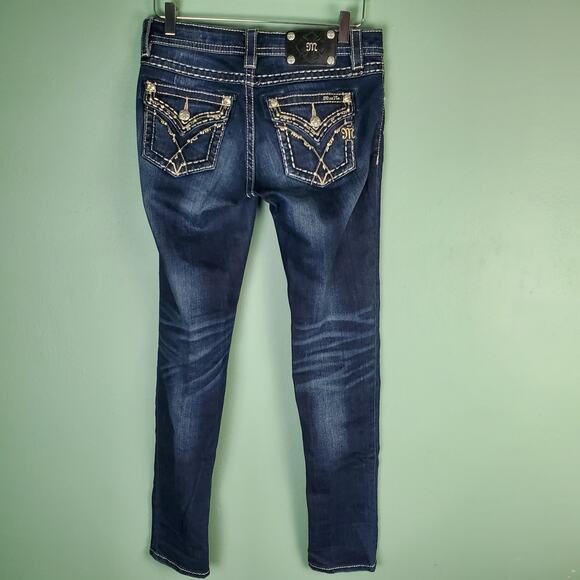 Miss Me Mid Rise Skinny Embellished Back Flap Pockets Jeans Size 27 - Picture 1 of 10